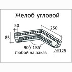 Водостоки металлические оцинкованные StopDrop 125/90 -  угол желоба 90о
